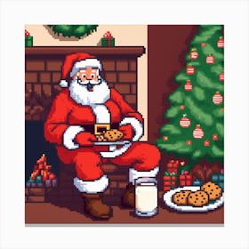 Pixel Santa Canvas Print