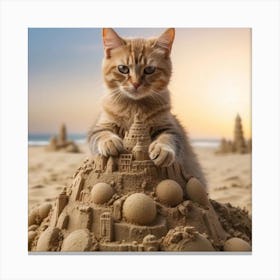 Sand Castle Cat Canvas Print