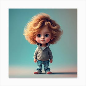 Little Boy With Curly Hair Canvas Print