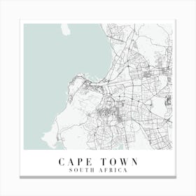 Cape Town South Africa Street Map Minimal Color Square Canvas Print
