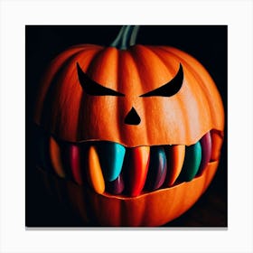 Halloween Pumpkin Teeth Canvas Print
