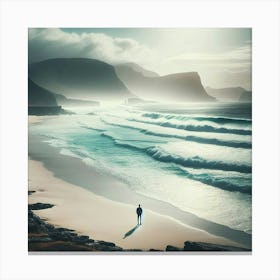 Man Walking On The Beach 2 Canvas Print