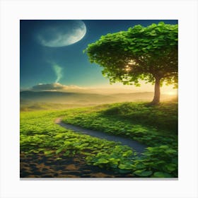 Tree On A Hill Canvas Print