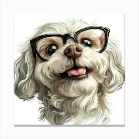 Portrait Of A Dog With Glasses Canvas Print