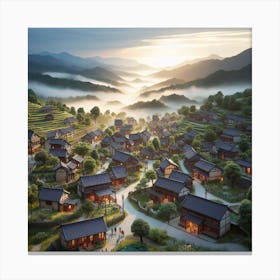 Village In The Mountains Canvas Print