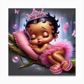 Baby Girl Sleeping In A Tree Canvas Print