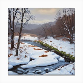 Stream In Winter Canvas Print