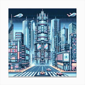 8-bit cybernetic city 2 Canvas Print