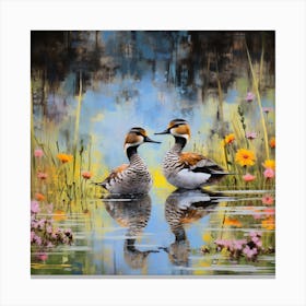 Two Ducks In Water Canvas Print