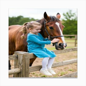 Little Girl Petting A Horse 1 Lienzo