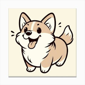 Line Art Corgi dog 3 Canvas Print