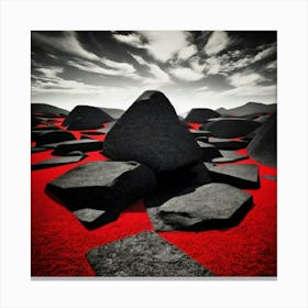 Piedras De Lava Negra, Sobre Un Mar Rojo Canvas Print