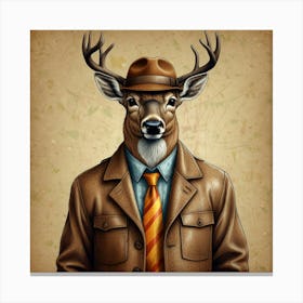 Deer In A Suit 2 Canvas Print