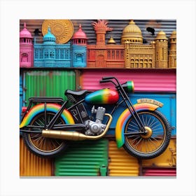 Colorful Indian Motorcycle Canvas Print