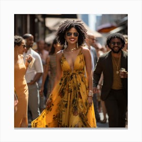 Woman In A Yellow Dress Canvas Print