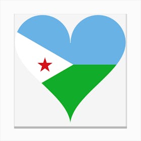Heart Love Flag Djibouti Star Africa East Africa Canvas Print