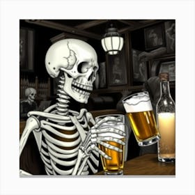 Skeleton Drinking Beer 13 Canvas Print