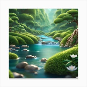 River In The Forest 52 Canvas Print