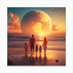 Family On The Beach Canvas Print