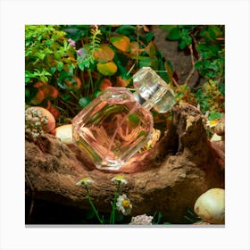 Perfume Bottle In The Forest Canvas Print