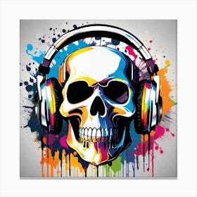 Skull With Headphones 57 Canvas Print