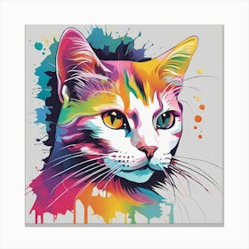 Colorful Cat Painting Canvas Print