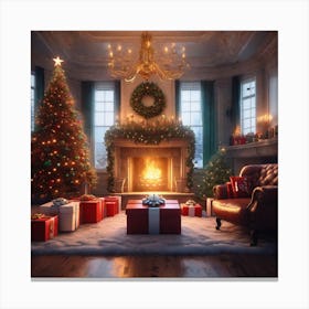 Christmas In The Living Room 25 Canvas Print