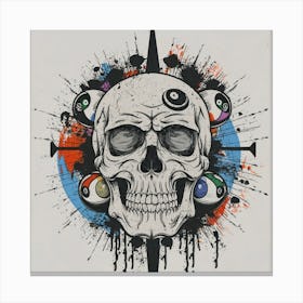 Skull With Billiard Balls Canvas Print