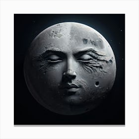 Moon With Face Canvas Print