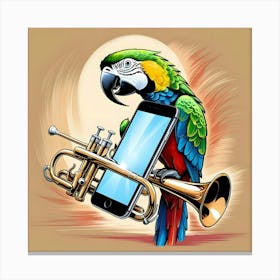 A Highly Detailed Vibrant And Whimsical Illustration Of A Bird With A Mobile Phone 1 Canvas Print