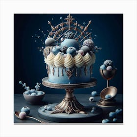 Blue And White Cake Canvas Print