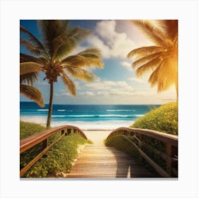 Stairs Leading To The Beach Canvas Print