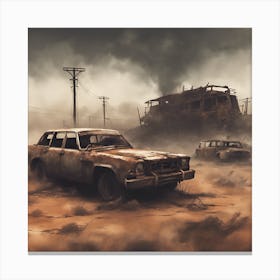 Car Wrecks In The Desert Canvas Print