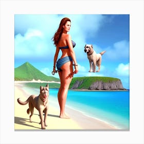 Dog On The Beach 3 Canvas Print