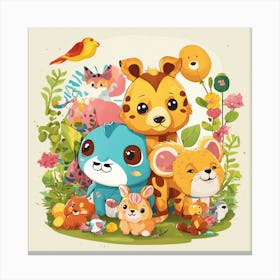 Playful Kids Animal Tshirt Design (8) Canvas Print