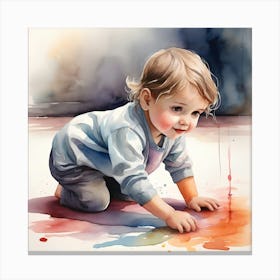 Watercolor Of A Child Canvas Print