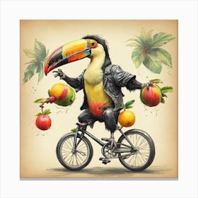 Toucan On A Bike 2 Canvas Print