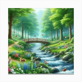 Bridge In The Forest 1 Canvas Print