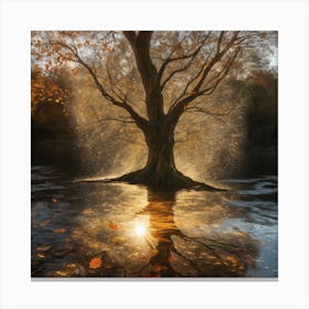 363219 A Glass Image Of A Huge Tree Whose Leaves Have Fal Xl 1024 V1 0 (1) Canvas Print