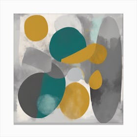 Abstract Shapes Mustard Teal Gray Art Print 3 Canvas Print