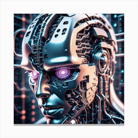 Futuristic Robot Head Canvas Print