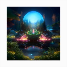 Moon In The Forest Canvas Print