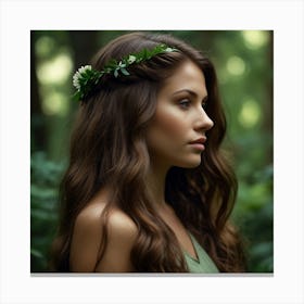 Beautiful Girl In The Forest Canvas Print