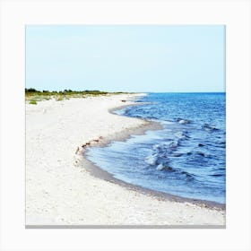 Seashore beach sand sky water sea waves square photo photography Canvas Print
