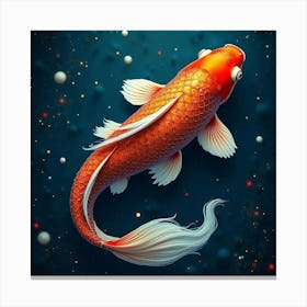 An Abstract Koi Fish With Scales Of Shimmering, Cosmic Patterns Swimming Through A Celestial Pool Canvas Print