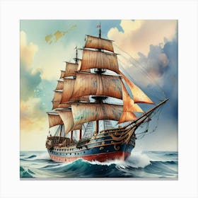 Sailing Ship In The Ocean Canvas Print