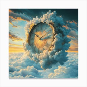 Clock In The Clouds Art 1 Canvas Print