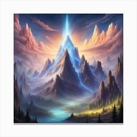 Mountain With A Light Canvas Print