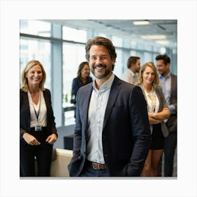 Smiling Business People In An Office Canvas Print