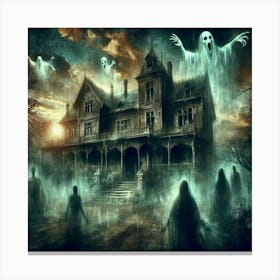 Horror ghostly apparitions lurking in the shadows Canvas Print